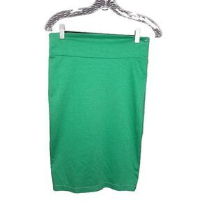 Bizzy XS Solid Green Pull On Knee Length Casual Career Skirt Stretch Size XS